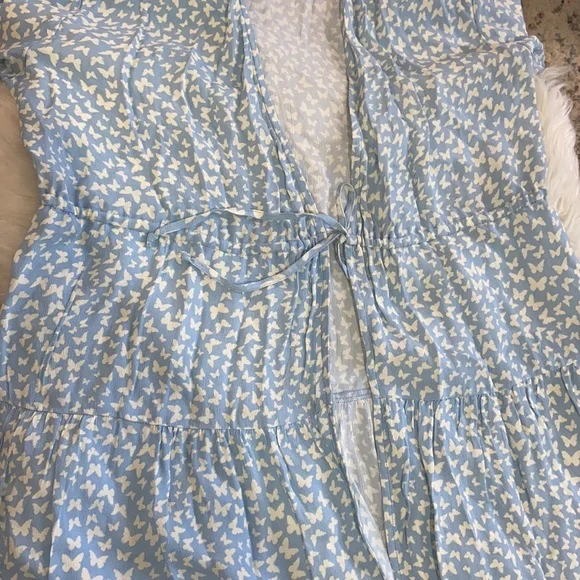 Free People RAHI Blue Butterfly Duster Kimono Size OS/ALL Beach Coverup - Picture 4 of 16